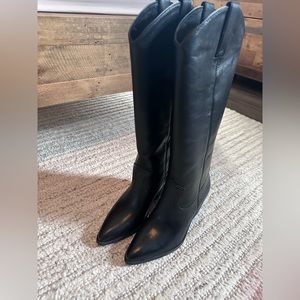 Black Frye Pull On Tall Cowboy Boots 7.5 Brand New